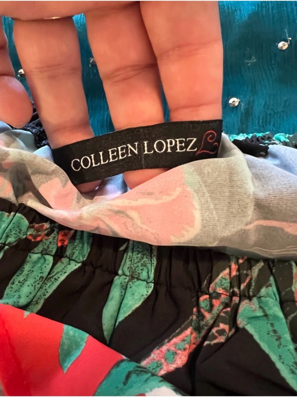 Colleen Lopez Black Maxi Dress with Red and Teal Floral Print - Picture 2 of 6